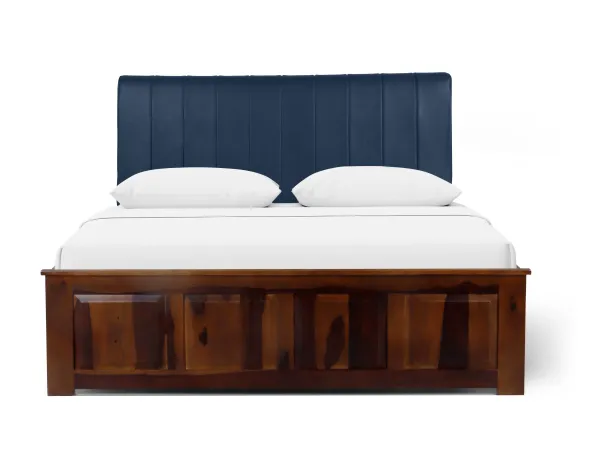 Regal Queen Bed with Navy Blue Leatherite